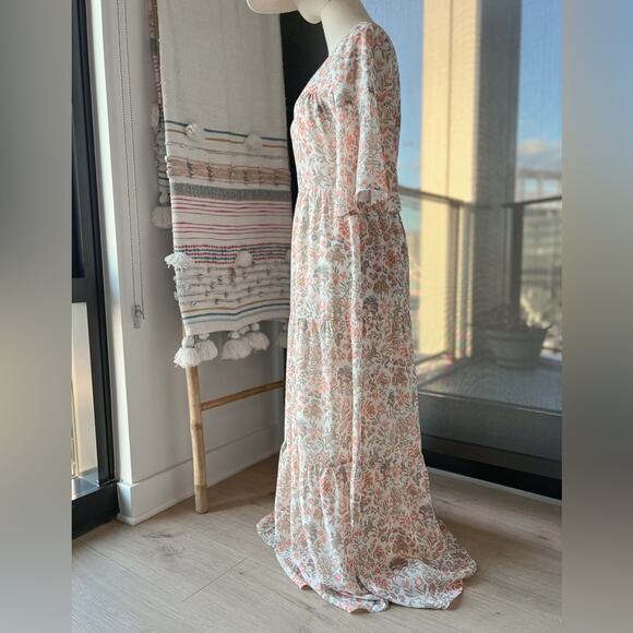 Tuckernuck The Ginger Floral Short Flutter Sleeves Maxi Dress Women’s Size XS - Picture 4 of 9
